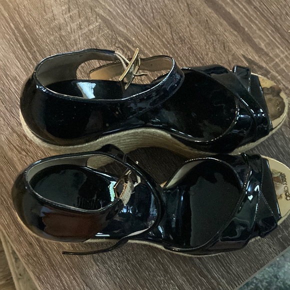 Jimmy Choo Black Platform Wedges - Picture 3 of 5